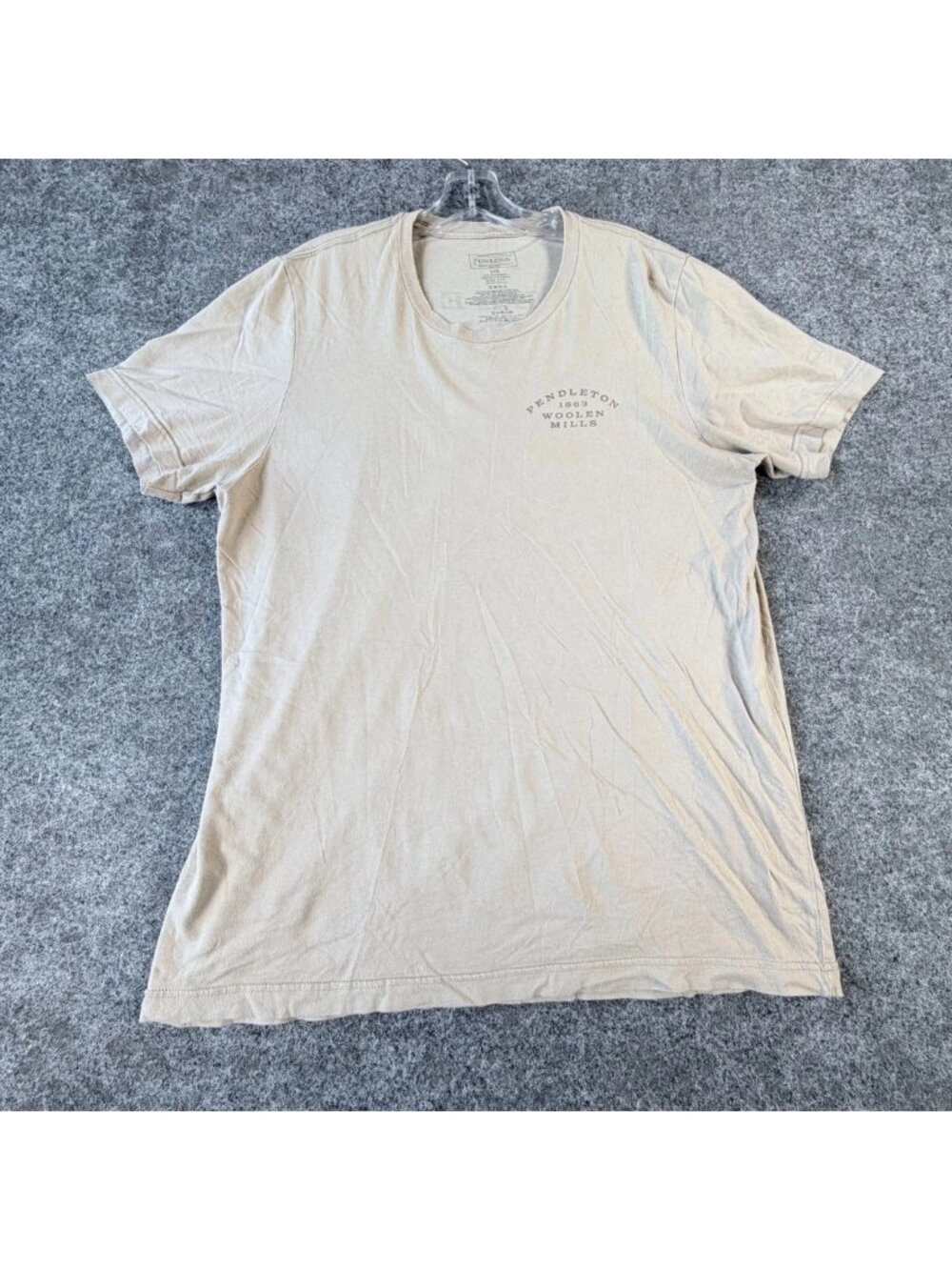 Pendleton Woolen Mills T-Shirt Mens L Beige Crew Neck Short Sleeve Graphic Tee